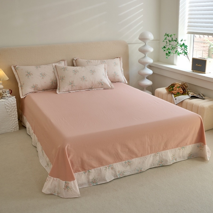 91家纺网 家纺一手货源 找家纺 三沁家居 2025新款全棉纯棉斜纹精梳长绒棉印花四件套 沐露梳风