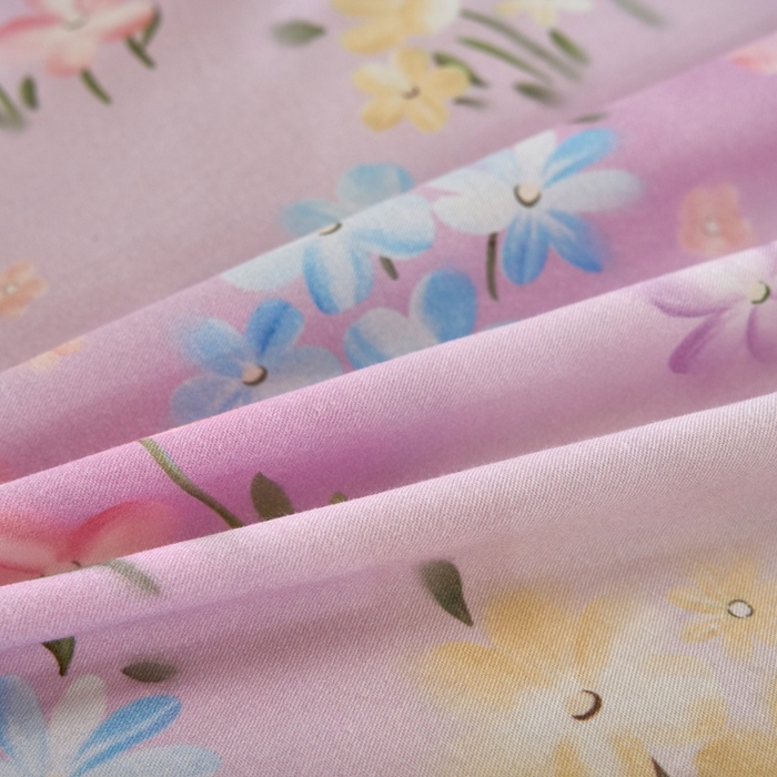 91家纺网 家纺一手货源 找家纺 三沁家居 2025新款全棉纯棉斜纹精梳长绒棉印花四件套 紫藤花蔓