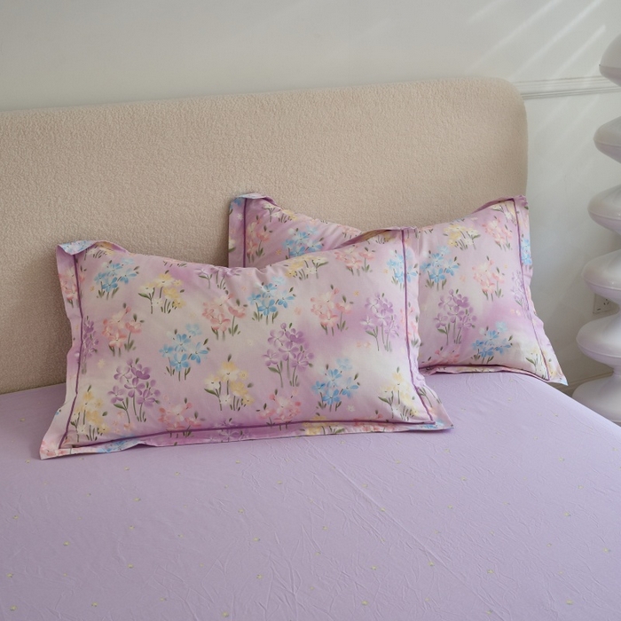 91家纺网 家纺一手货源 找家纺 三沁家居 2025新款全棉纯棉斜纹精梳长绒棉印花四件套 紫藤花蔓