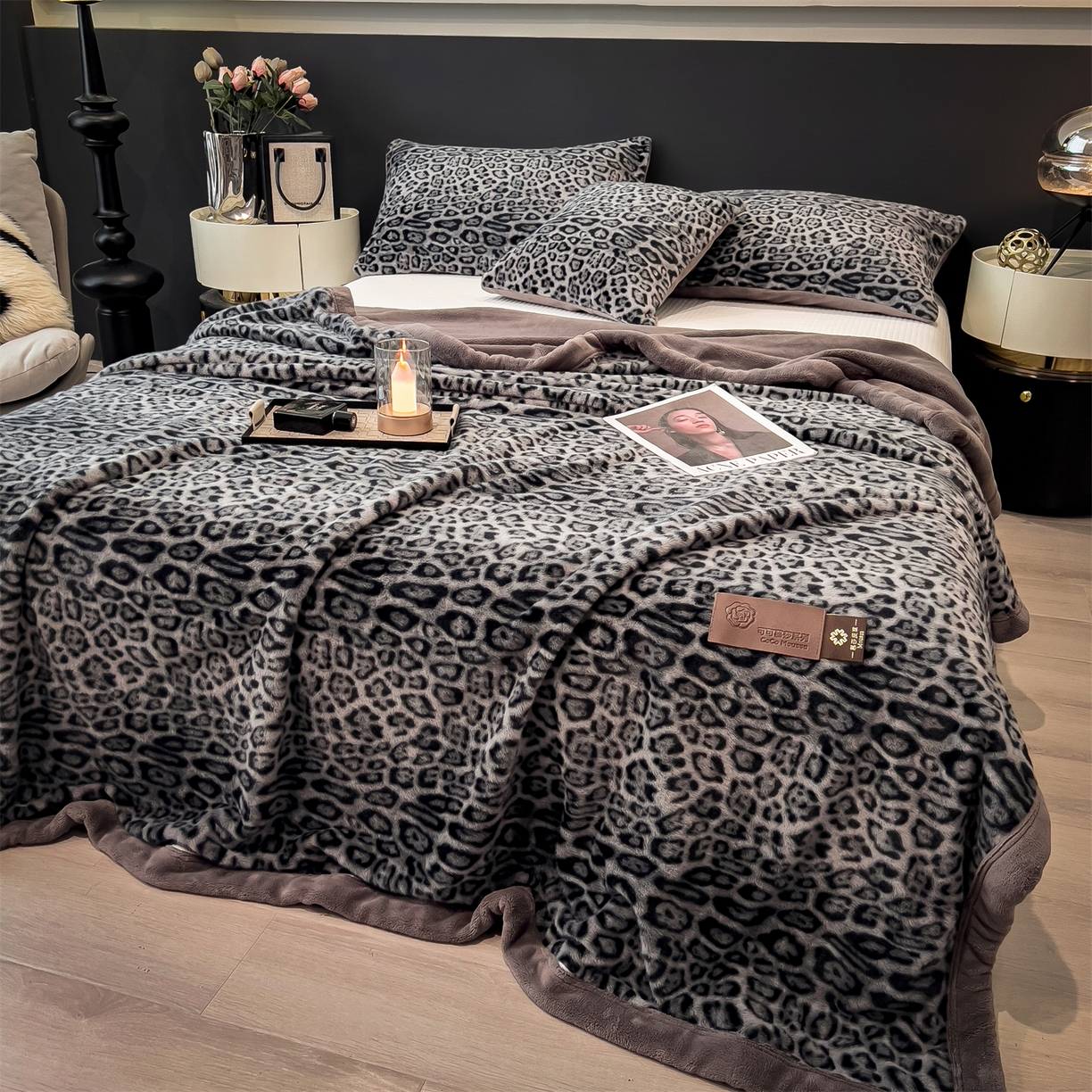 91家纺网 家纺一手货源 找家纺 叠派家纺 2025新款A类轻奢款高克重高端水貂四件套可可慕莎系列（直播热款）提供买家秀 可可慕莎-魅影蓝灰