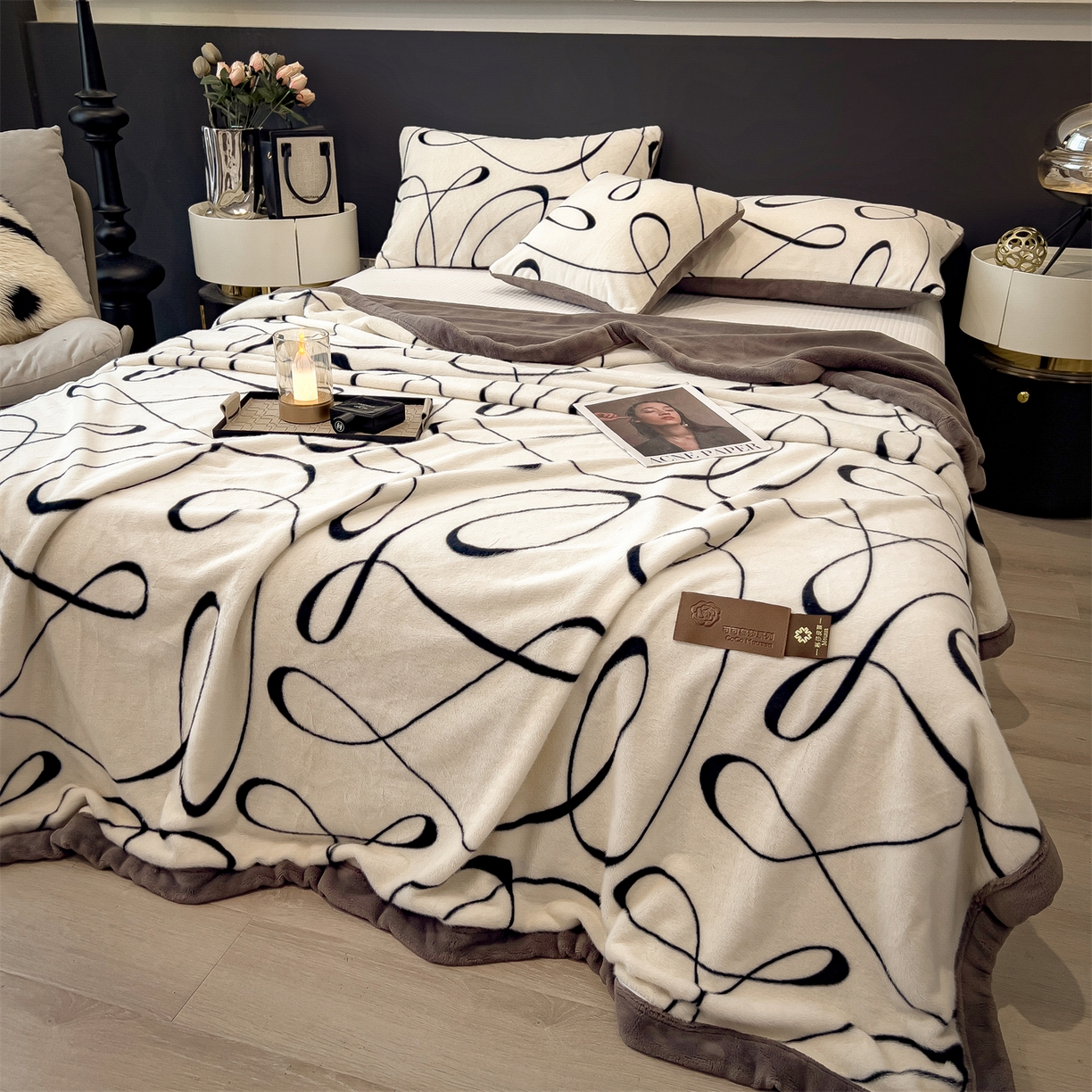 91家纺网 家纺一手货源 找家纺 叠派家纺 2025新款A类轻奢款高克重高端水貂四件套可可慕莎系列（直播热款）提供买家秀 可可慕莎-交织白