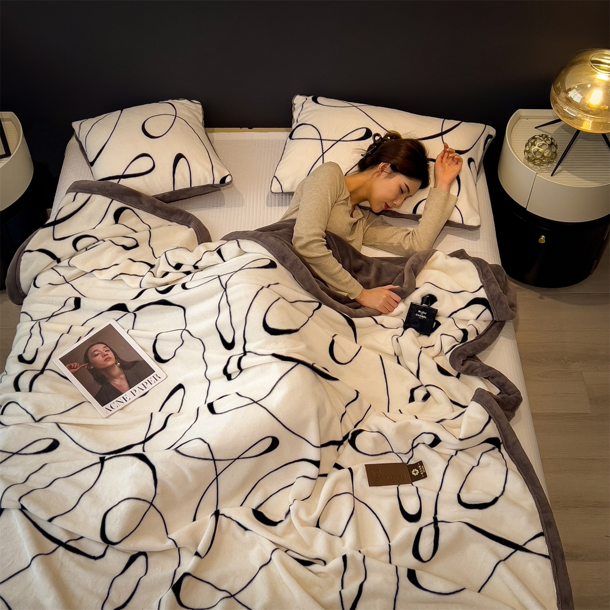 91家纺网 家纺一手货源 找家纺 叠派家纺 2025新款A类轻奢款高克重高端水貂四件套可可慕莎系列（直播热款）提供买家秀 可可慕莎-交织白