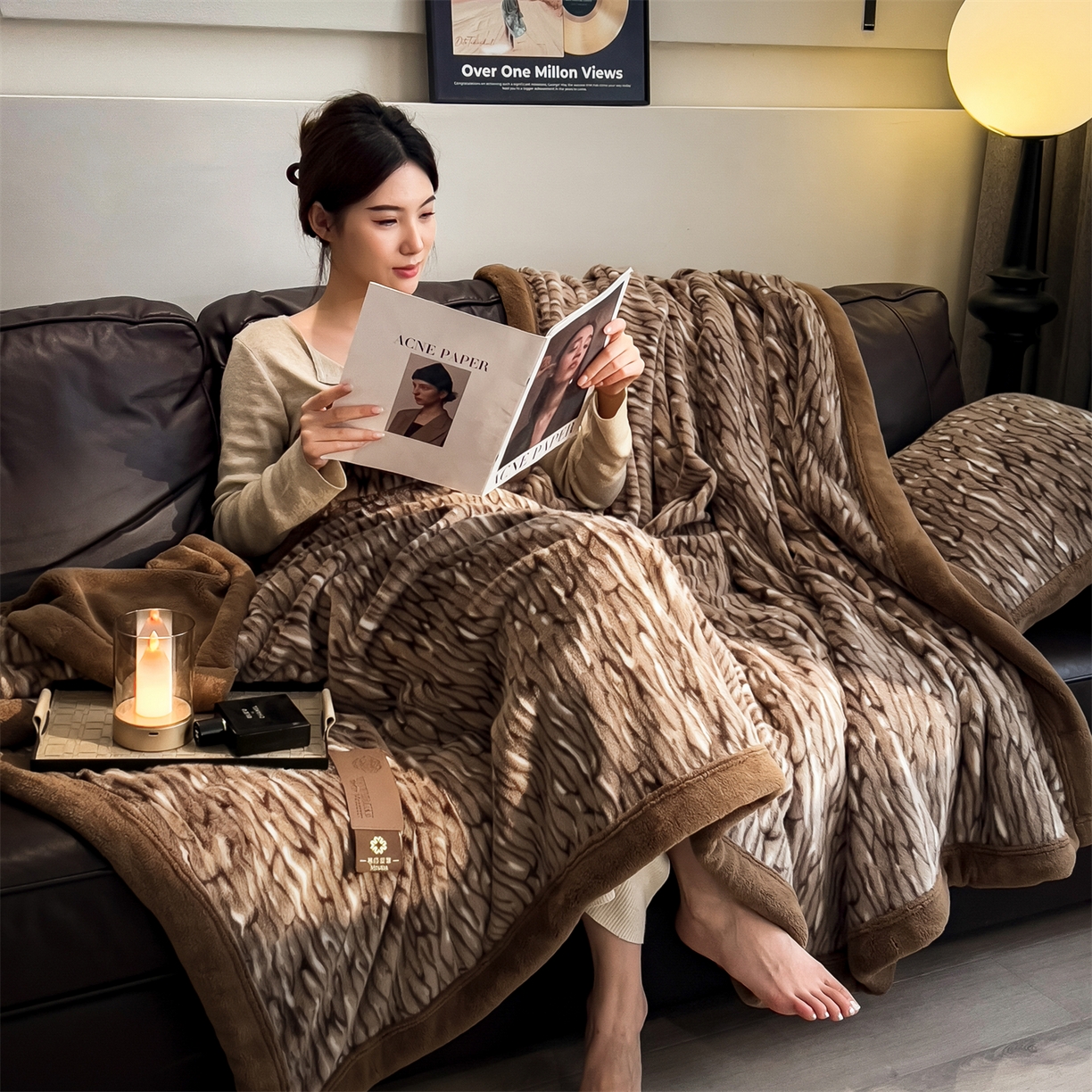 91家纺网 家纺一手货源 找家纺 叠派家纺 2025新款A类轻奢款高克重高端水貂四件套可可慕莎系列（直播热款）提供买家秀 可可慕莎-绮罗金棕