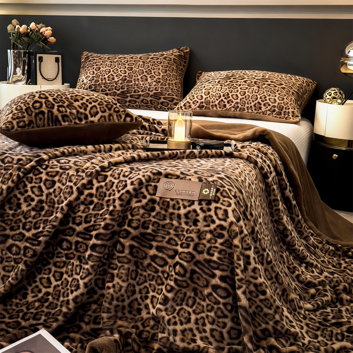 91家纺网 家纺一手货源 找家纺 叠派家纺 2025新款A类轻奢款高克重高端水貂四件套可可慕莎系列（直播热款）提供买家秀 可可慕莎-魅影棕咖