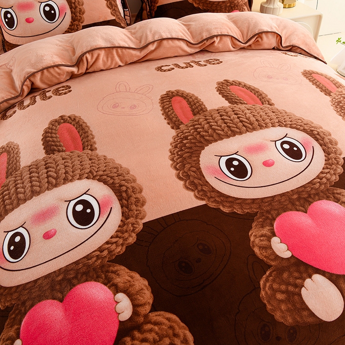 91家纺网 家纺一手货源 找家纺 （总）晚静 2025新款7斤牛奶绒四件套金貂法莱绒床裙款保暖绒三件套 