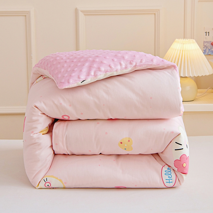 91家纺网 家纺一手货源 找家纺 鱼宝 2025新款可拆洗全棉豆豆被套被芯 安妮猫