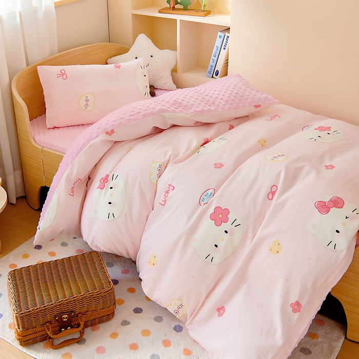 91家纺网 家纺一手货源 找家纺 鱼宝 2025新款可拆洗全棉豆豆被套被芯 安妮猫