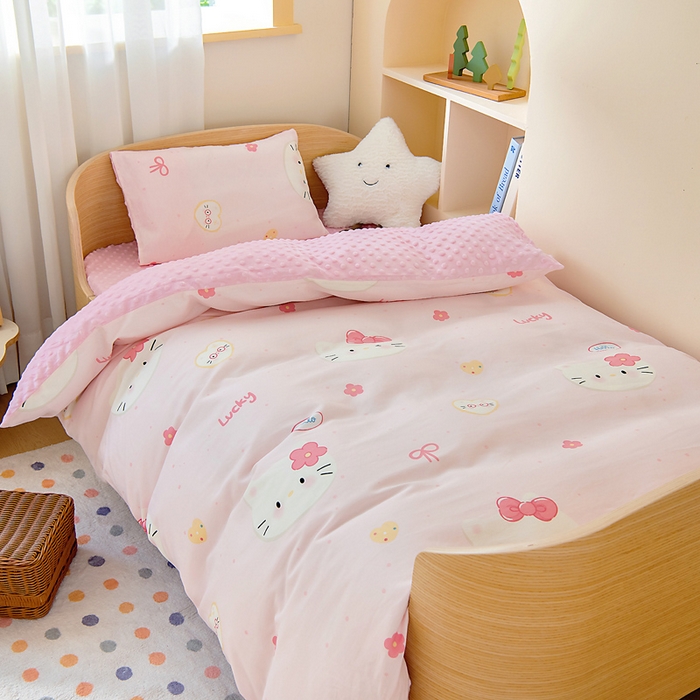 91家纺网 家纺一手货源 找家纺 鱼宝 2025新款可拆洗全棉豆豆被套被芯 安妮猫