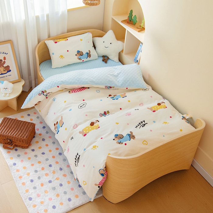 鱼宝 2025新款可拆洗全棉豆豆被套被芯 波点狗狗