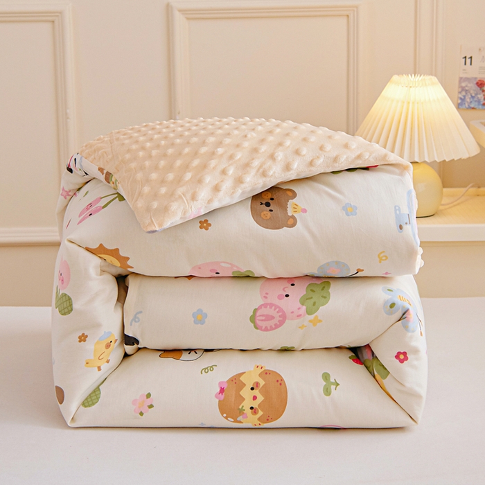 91家纺网 家纺一手货源 找家纺 鱼宝 2025新款可拆洗全棉豆豆被套被芯 春野萌踪