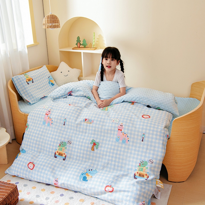 91家纺网 家纺一手货源 找家纺 鱼宝 2025新款可拆洗全棉豆豆被套被芯 恐龙家族