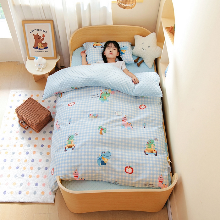 91家纺网 家纺一手货源 找家纺 鱼宝 2025新款可拆洗全棉豆豆被套被芯 恐龙家族