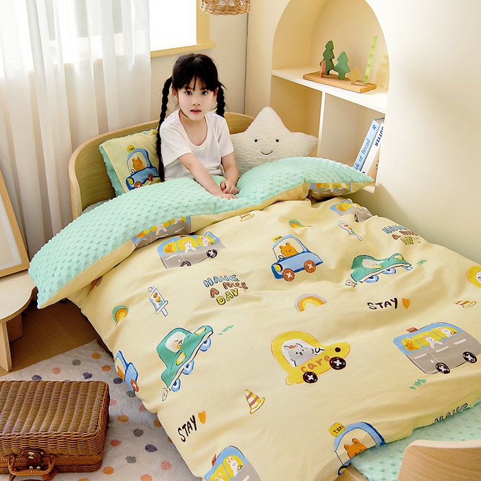 91家纺网 家纺一手货源 找家纺 鱼宝 2025新款可拆洗全棉豆豆被套被芯 汽车乐园