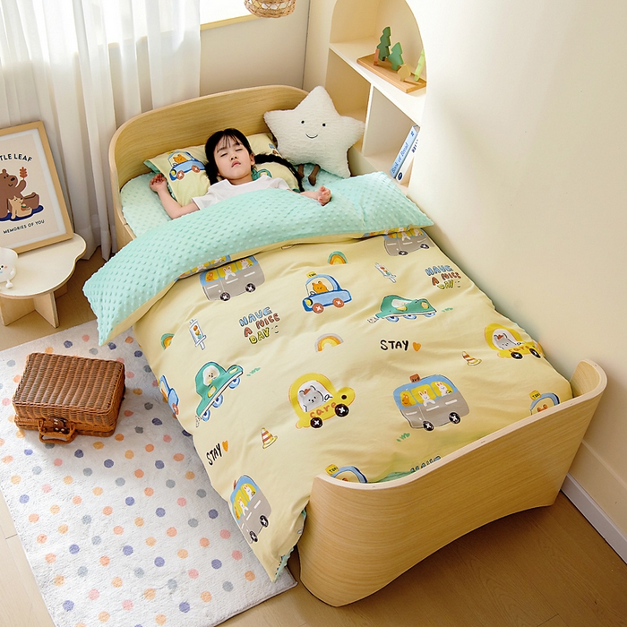 91家纺网 家纺一手货源 找家纺 鱼宝 2025新款可拆洗全棉豆豆被套被芯 汽车乐园