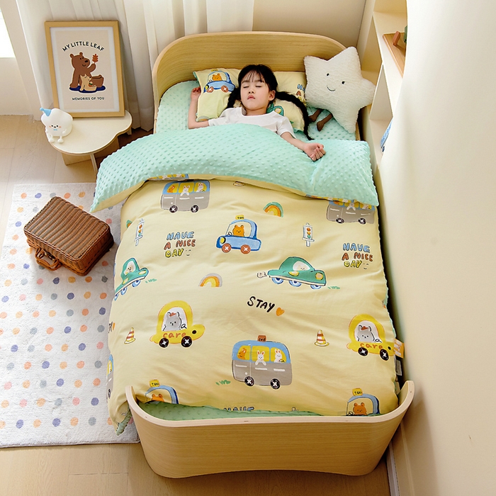 91家纺网 家纺一手货源 找家纺 鱼宝 2025新款可拆洗全棉豆豆被套被芯 汽车乐园