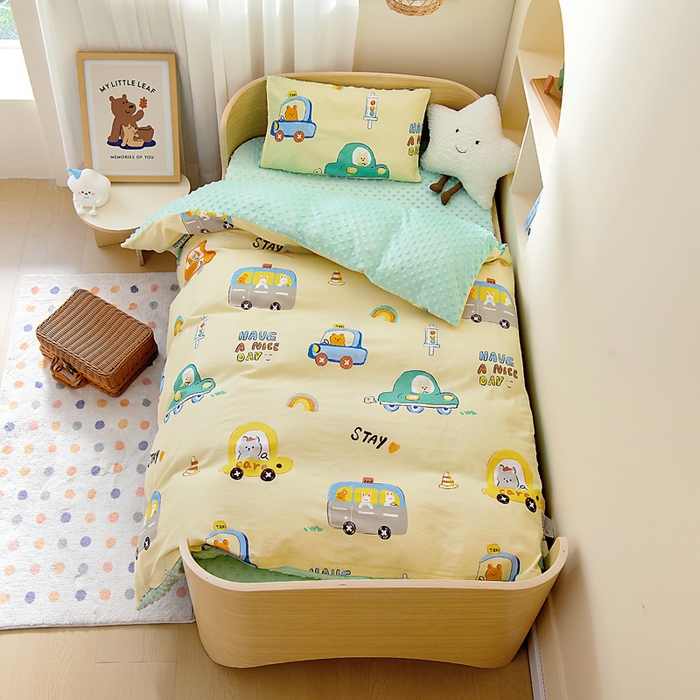 91家纺网 家纺一手货源 找家纺 鱼宝 2025新款可拆洗全棉豆豆被套被芯 汽车乐园