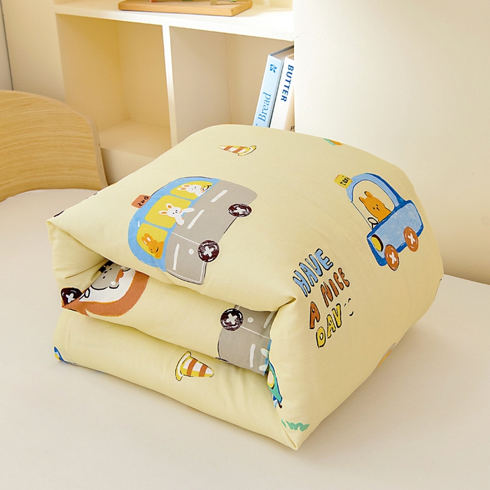 91家纺网 家纺一手货源 找家纺 鱼宝 2025新款可拆洗全棉豆豆被套被芯 汽车乐园