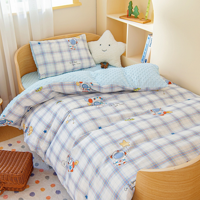 91家纺网 家纺一手货源 找家纺 鱼宝 2025新款可拆洗全棉豆豆被套被芯 星星宇航