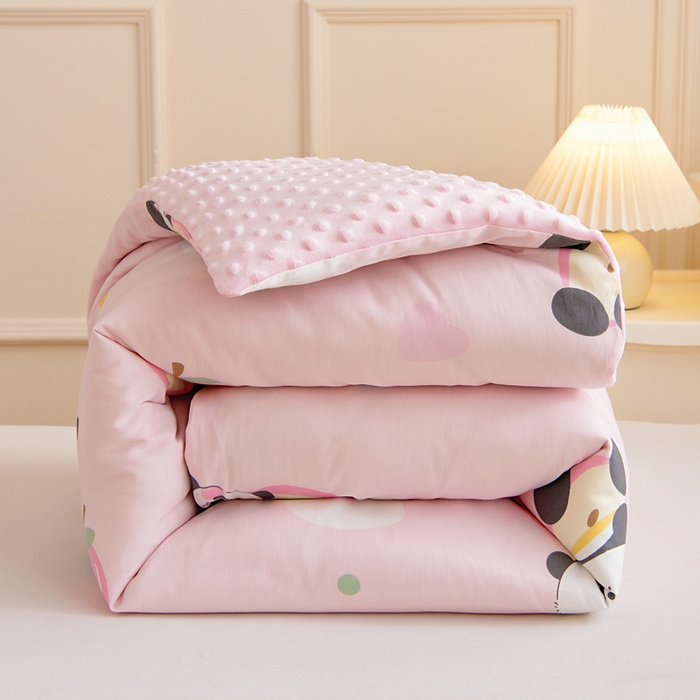 91家纺网 家纺一手货源 找家纺 鱼宝 2025新款可拆洗全棉豆豆被套被芯 熊猫苹果