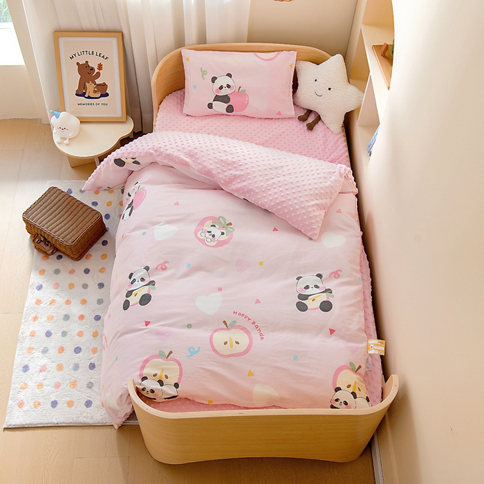 91家纺网 家纺一手货源 找家纺 鱼宝 2025新款可拆洗全棉豆豆被套被芯 熊猫苹果