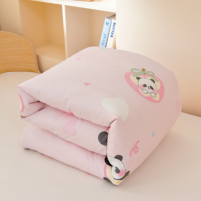 91家纺网 家纺一手货源 找家纺 鱼宝 2025新款可拆洗全棉豆豆被套被芯 熊猫苹果