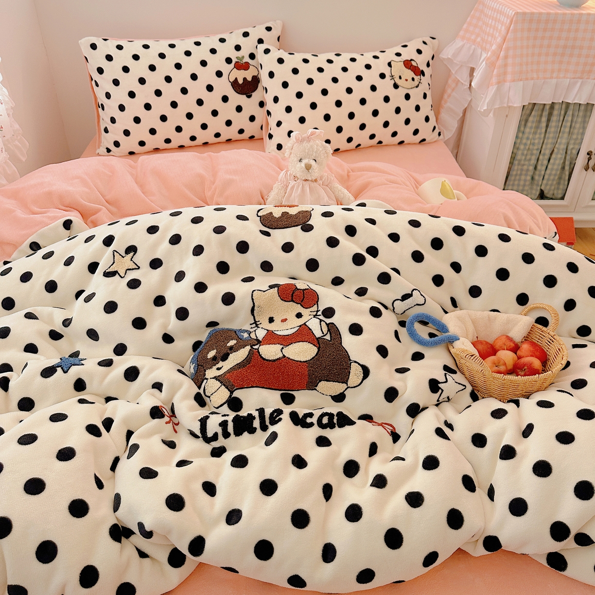 91家纺网 家纺一手货源 找家纺 （总）繁花家居 2025新款经典条纹系列绣花牛奶绒单品床单床笠床单床笠单件