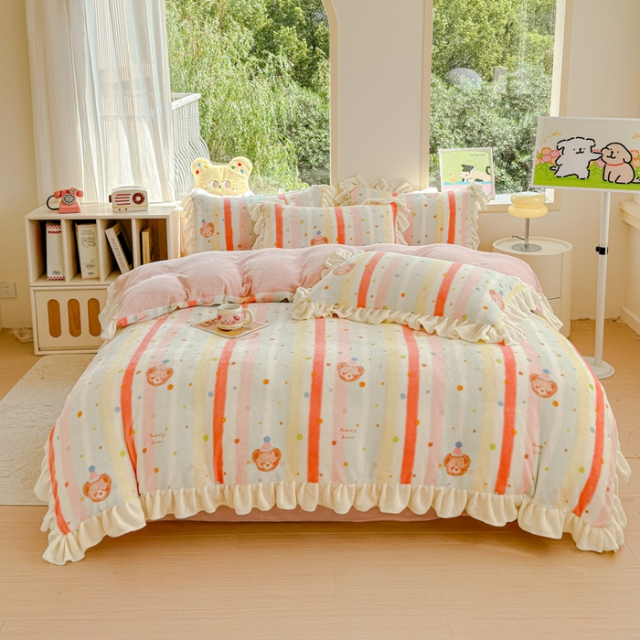 91家纺网 家纺一手货源 找家纺 （总）瑞钰 2025新款韩版花边牛奶绒四件套