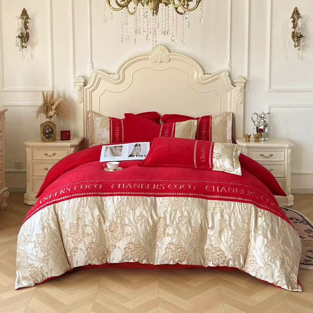 91家纺网 家纺一手货源 找家纺 （总）置顶家纺 2025新款轻奢牛奶绒拼接刺绣四件套-戴安娜