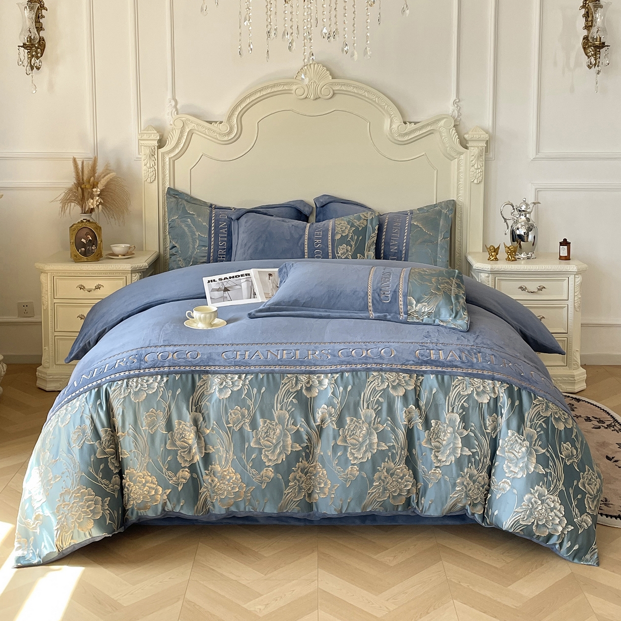 （总）置顶家纺 2025新款轻奢牛奶绒拼接刺绣四件套-戴安娜