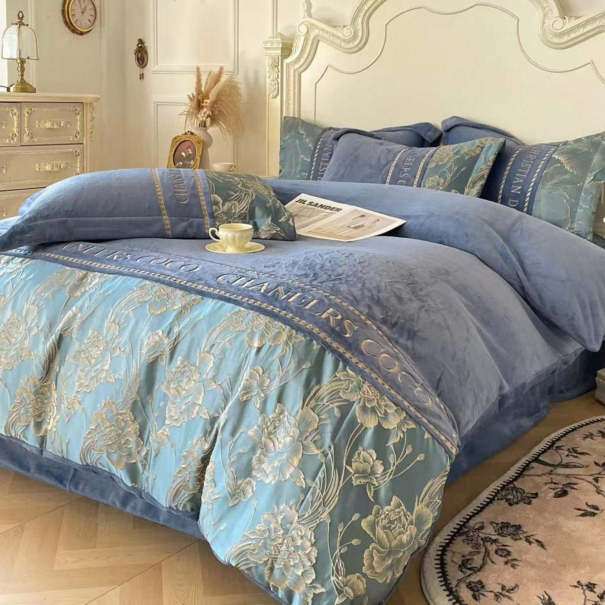 91家纺网 家纺一手货源 找家纺 （总）置顶家纺 2025新款轻奢牛奶绒拼接刺绣四件套-戴安娜