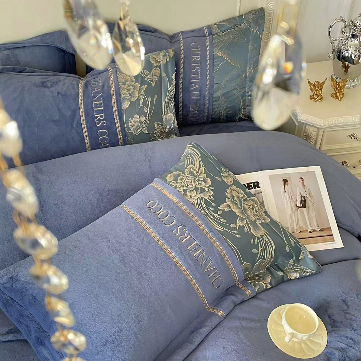 91家纺网 家纺一手货源 找家纺 （总）置顶家纺 2025新款轻奢牛奶绒拼接刺绣四件套-戴安娜