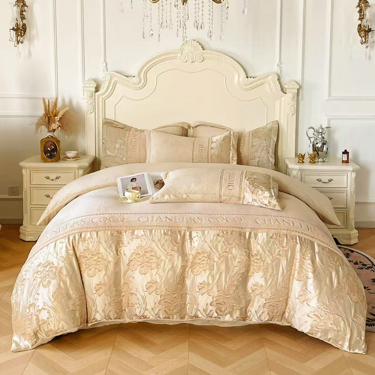 91家纺网 家纺一手货源 找家纺 （总）置顶家纺 2025新款轻奢牛奶绒拼接刺绣四件套-戴安娜