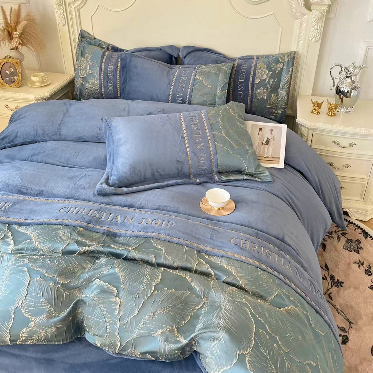 91家纺网 家纺一手货源 找家纺 （总）置顶家纺 2025新款轻奢牛奶绒拼接刺绣四件套-罗密欧