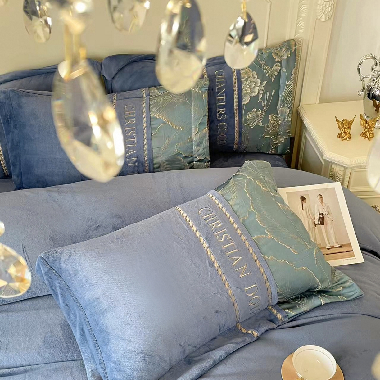 91家纺网 家纺一手货源 找家纺 （总）置顶家纺 2025新款轻奢牛奶绒拼接刺绣四件套-罗密欧