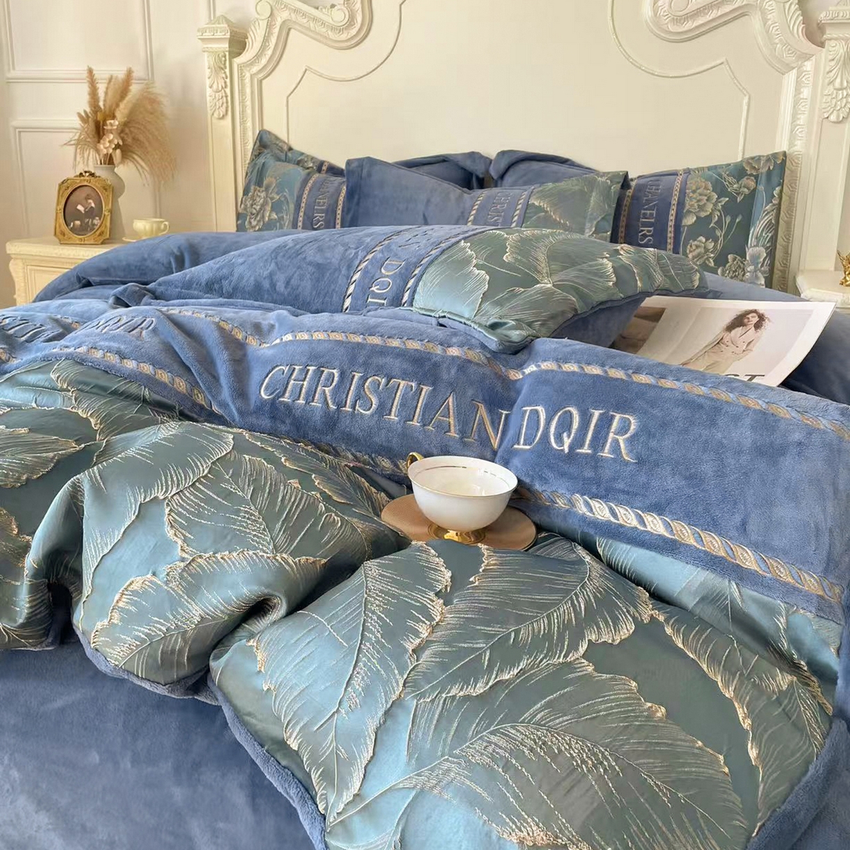 91家纺网 家纺一手货源 找家纺 （总）置顶家纺 2025新款轻奢牛奶绒拼接刺绣四件套-罗密欧