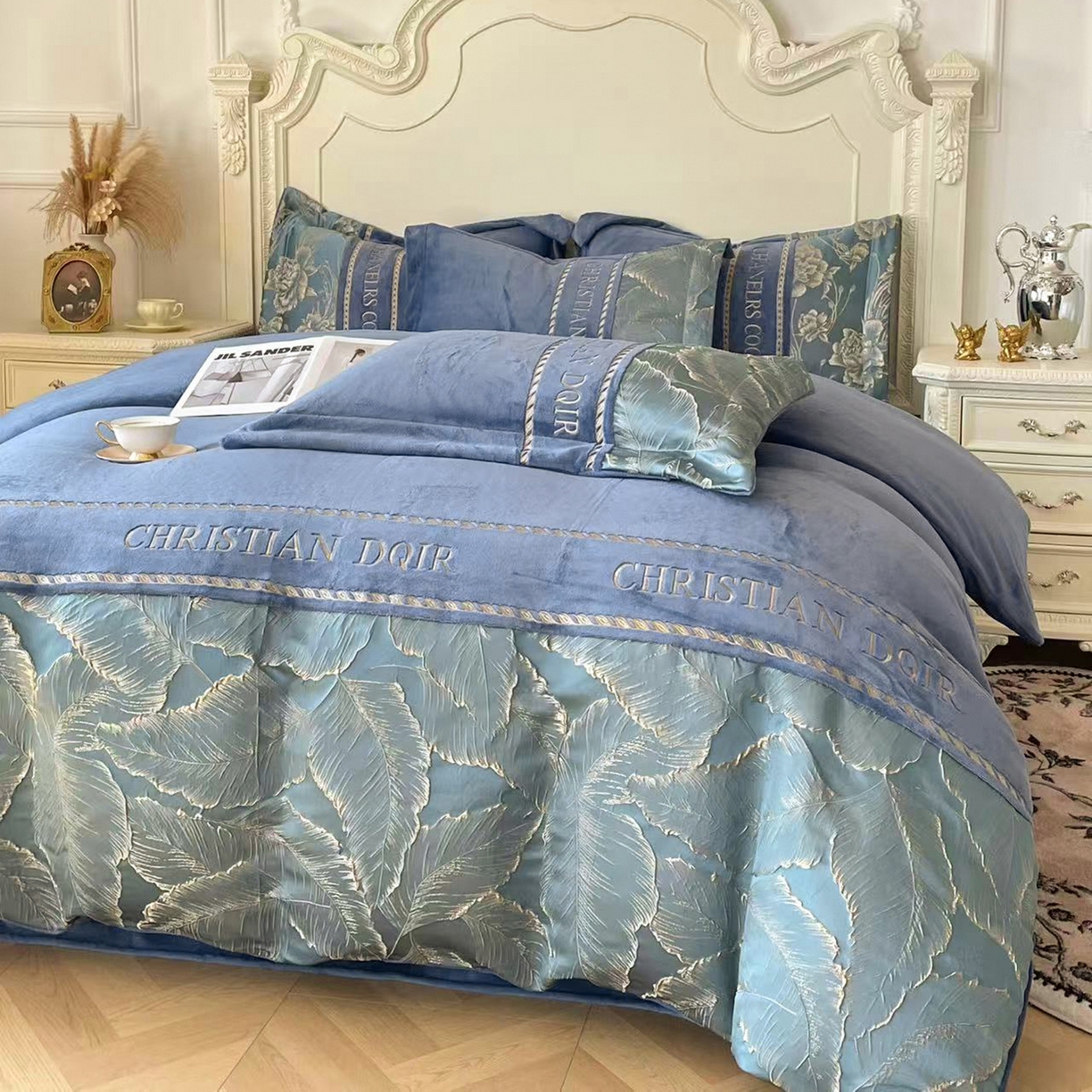 91家纺网 家纺一手货源 找家纺 （总）置顶家纺 2025新款轻奢牛奶绒拼接刺绣四件套-罗密欧