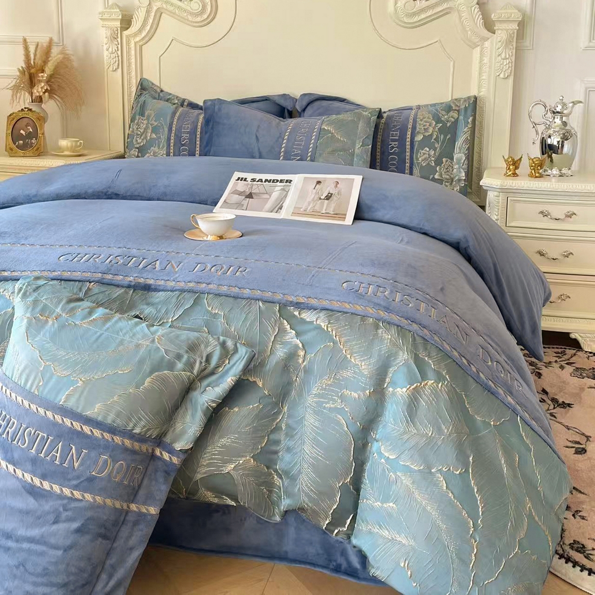 91家纺网 家纺一手货源 找家纺 （总）置顶家纺 2025新款轻奢牛奶绒拼接刺绣四件套-罗密欧