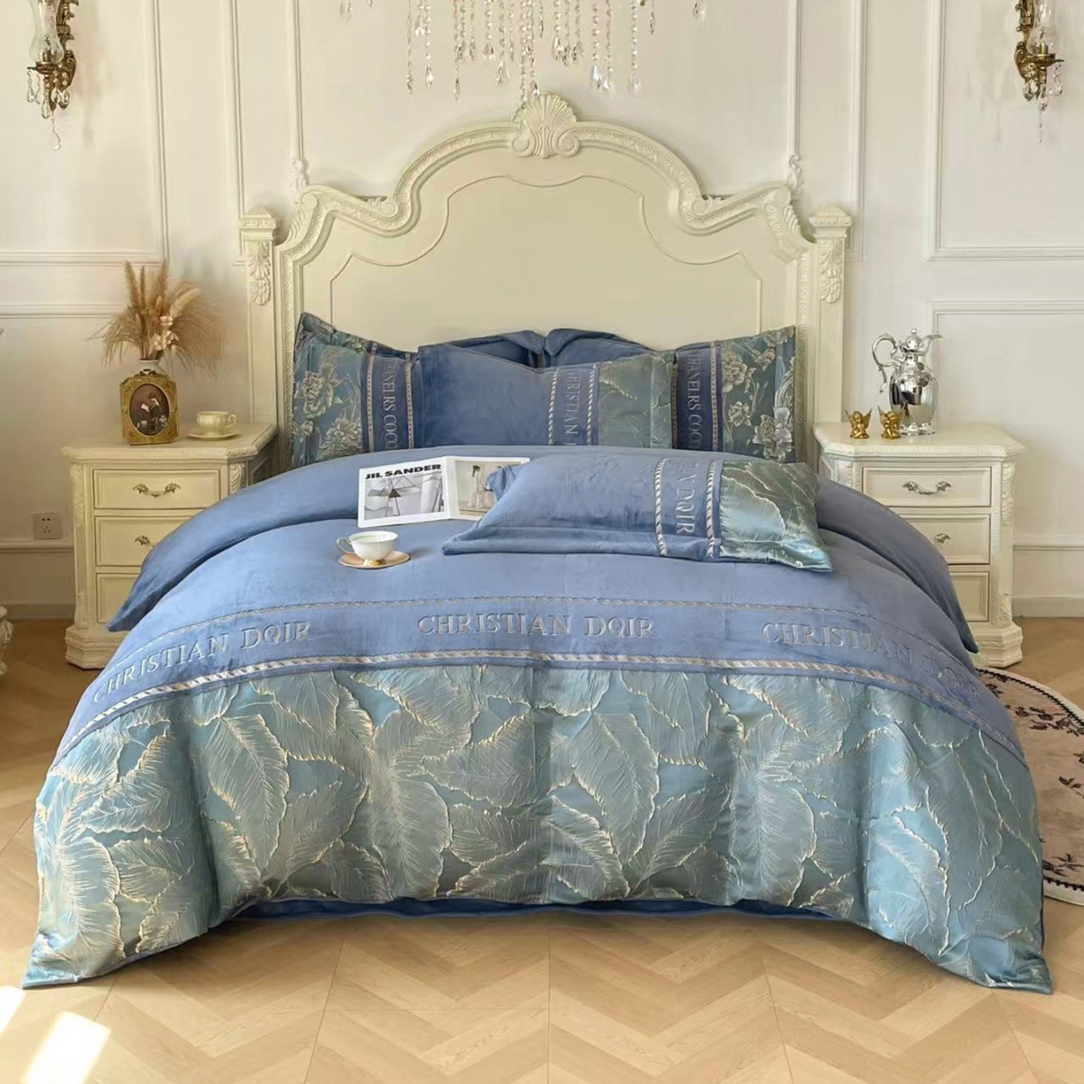 91家纺网 家纺一手货源 找家纺 （总）置顶家纺 2025新款轻奢牛奶绒拼接刺绣四件套-罗密欧