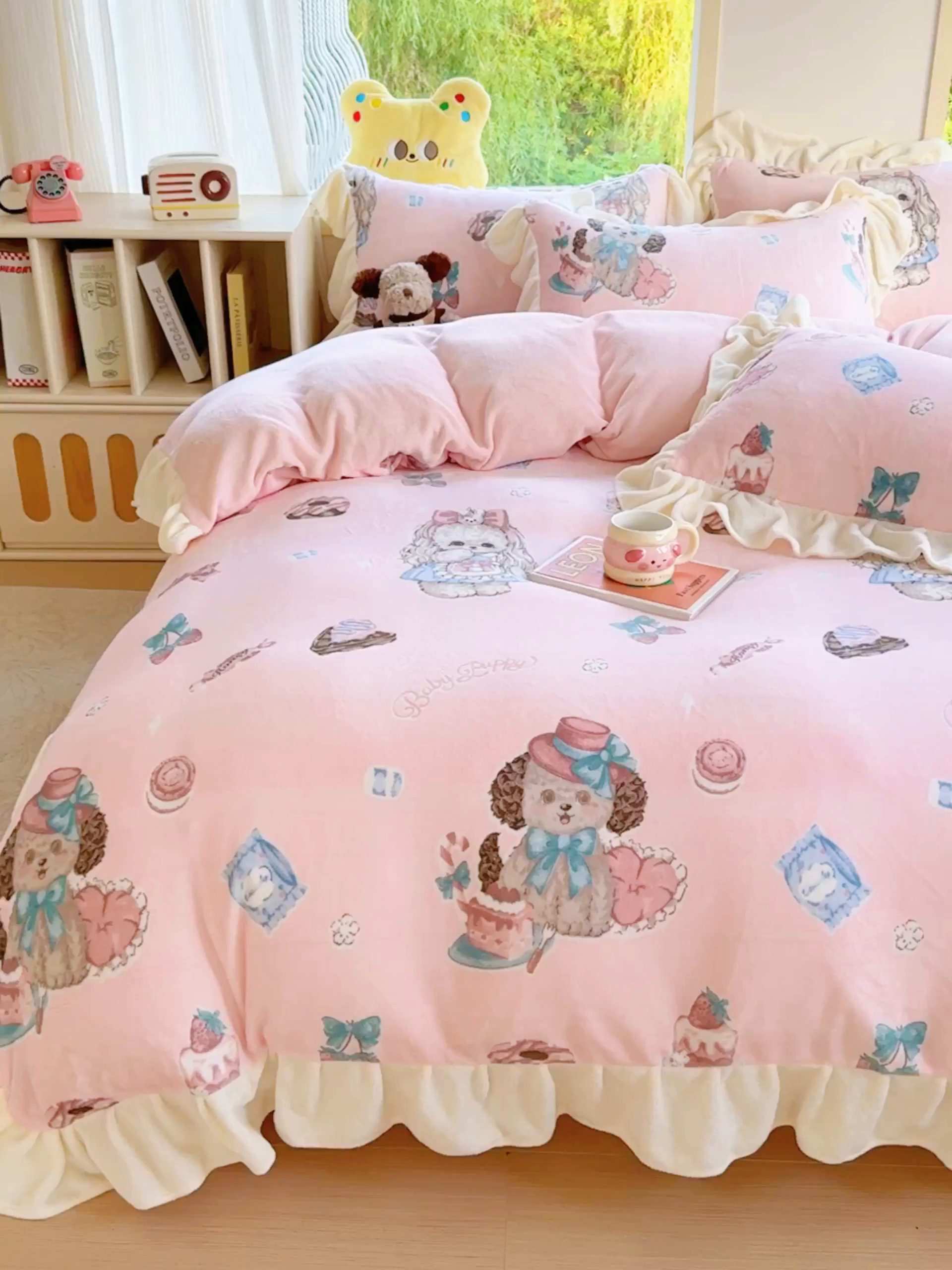 91家纺网 家纺一手货源 找家纺 瑞钰 2025新款韩版花边牛奶绒四件套 少女心事