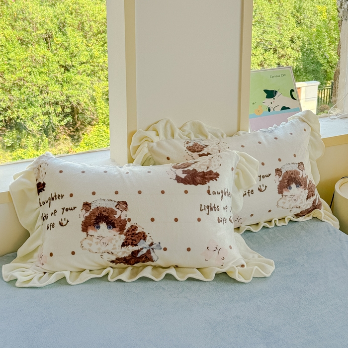 91家纺网 家纺一手货源 找家纺 瑞钰 2025新款韩版花边牛奶绒四件套 童话集