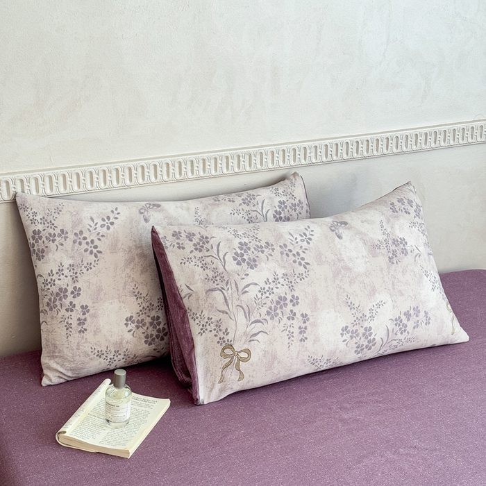 91家纺网 家纺一手货源 找家纺 眠多宝（绒多宝）金柚子 2025新款复古印花亚麻双层纱四件套单被套亲肤水洗 花姿