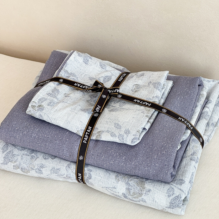 91家纺网 家纺一手货源 找家纺 眠多宝（绒多宝）金柚子 2025新款复古印花亚麻双层纱四件套单被套亲肤水洗 忆江南