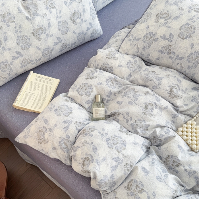 91家纺网 家纺一手货源 找家纺 眠多宝（绒多宝）金柚子 2025新款复古印花亚麻双层纱四件套单被套亲肤水洗 忆江南