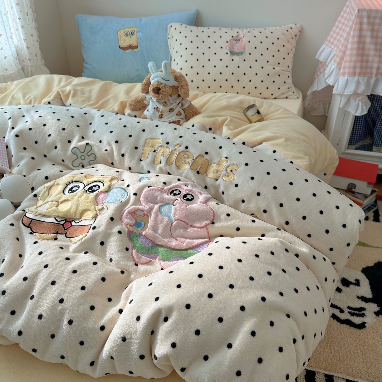 91家纺网 家纺一手货源 找家纺 瑞钰 2025新款亲肤保暖牛奶绒四件套 绵绵星星