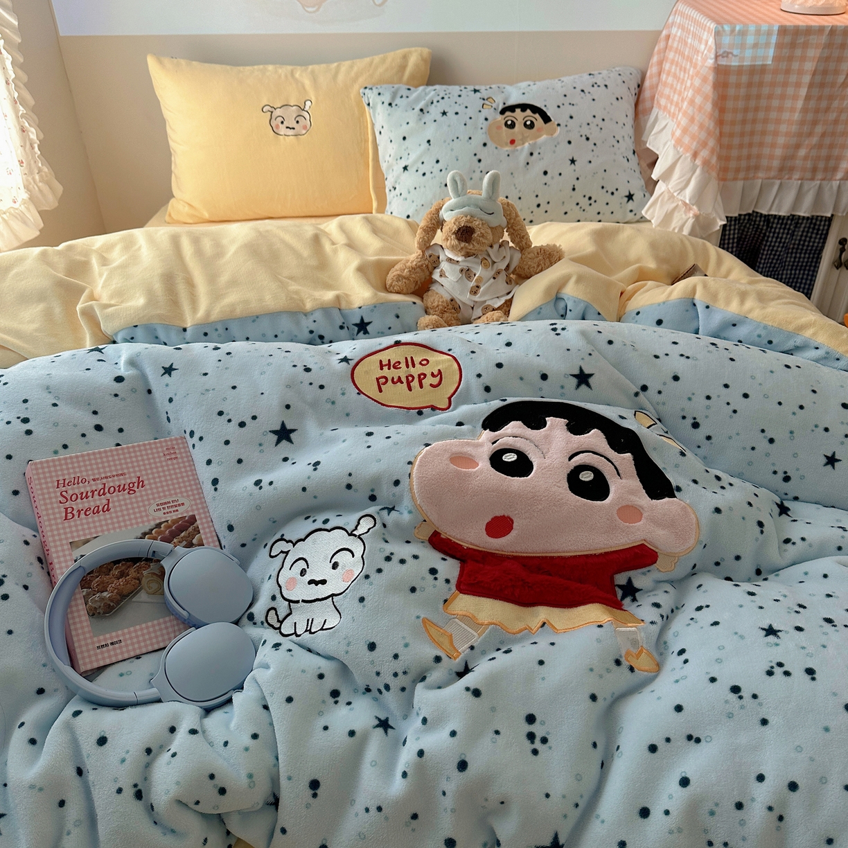 91家纺网 家纺一手货源 找家纺 瑞钰 2025新款亲肤保暖牛奶绒四件套 小新同学