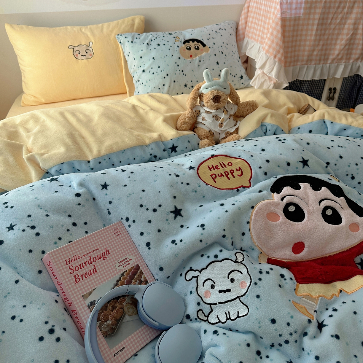 91家纺网 家纺一手货源 找家纺 瑞钰 2025新款亲肤保暖牛奶绒四件套 小新同学