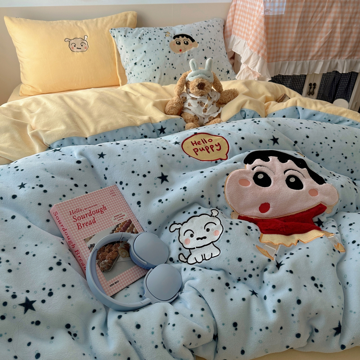 91家纺网 家纺一手货源 找家纺 瑞钰 2025新款亲肤保暖牛奶绒四件套 小新同学