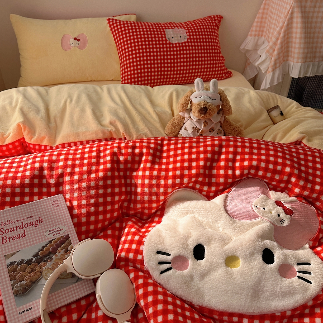 91家纺网 家纺一手货源 找家纺 瑞钰 2025新款亲肤保暖牛奶绒四件套 红格子小美