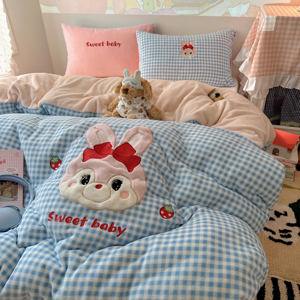 91家纺网 家纺一手货源 找家纺 瑞钰 2025新款亲肤保暖牛奶绒四件套 菲菲公主