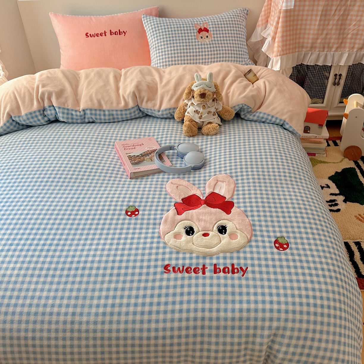 91家纺网 家纺一手货源 找家纺 瑞钰 2025新款亲肤保暖牛奶绒四件套 菲菲公主